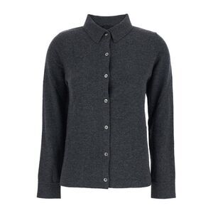 Plain Women Grey Sweater With Polo Collar In Cashmere Woman